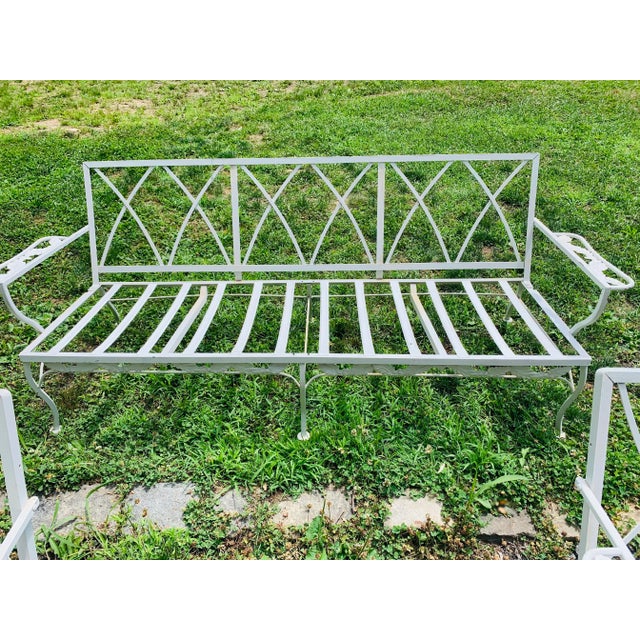 1950s Vintage Wrought Iron Outdoor Patio Seating & Table, 4 Pieces For Sale - Image 5 of 12