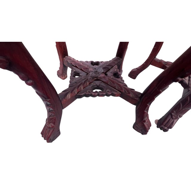 Antique Carved Asian Marble Top Chinese Stands a Pair For Sale - Image 12 of 12