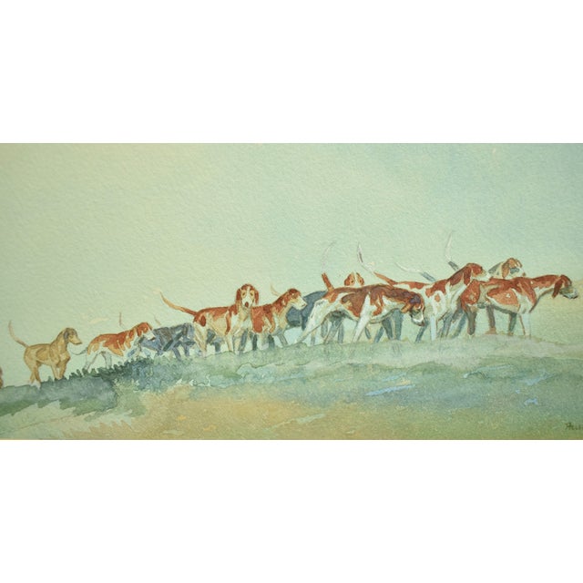 Paint Paul Desmond Brown Huntsman W/ Pack of Hounds C1937 Watercolor For Sale - Image 7 of 8