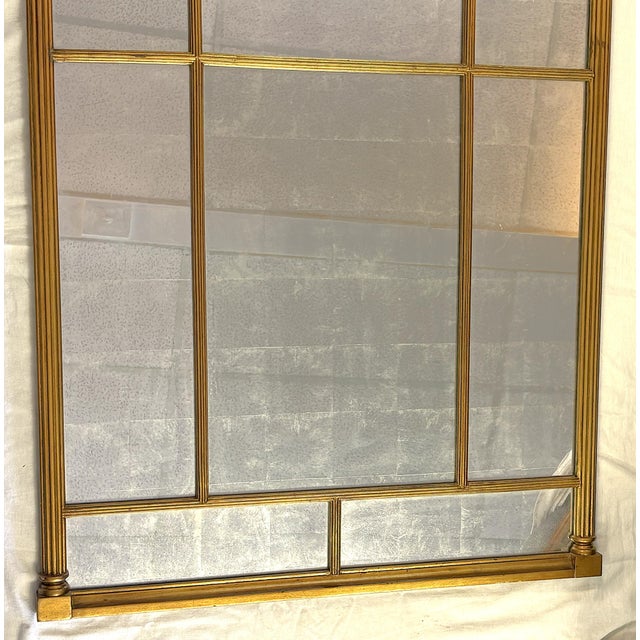 Vintage Bernhardt Large Paneled Gold Painted Wood Frame and Silver Leaf Mirror For Sale - Image 13 of 16