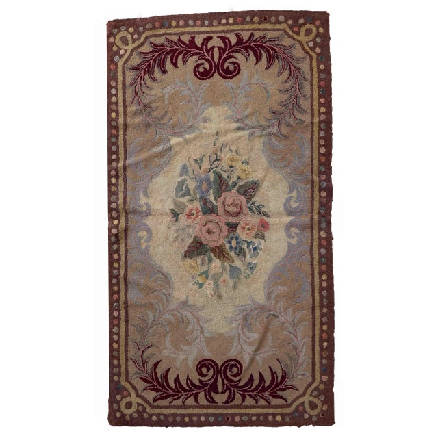 1880s Handmade Antique American Hooked Rug 2.7' X 5' For Sale - Image 12 of 12
