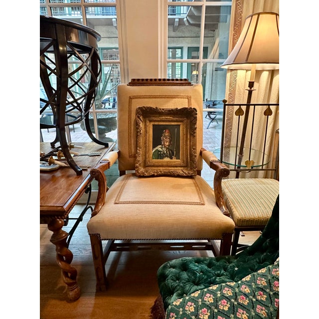 Wood 19th Century Portrait of Man Oil Painting, Framed For Sale - Image 7 of 9