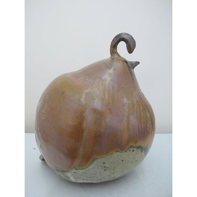 Brown Large Chickadee Fat Hen Globular Earthenware Farmhouse Pottery Sculpture For Sale - Image 8 of 9