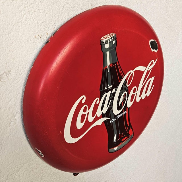 1950s Coca-Cola Enamel Advertising Sign, 1950s For Sale - Image 5 of 6