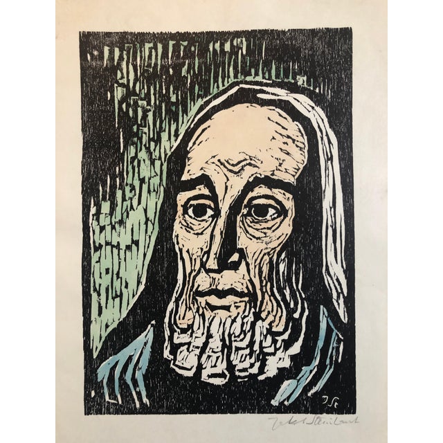 Hand signed in pencil, colored woodcut. Jacob Steinhardt 1887-1968 Steinhardt, Jakob, Painter and Woodcut Artist. b. 1887,...