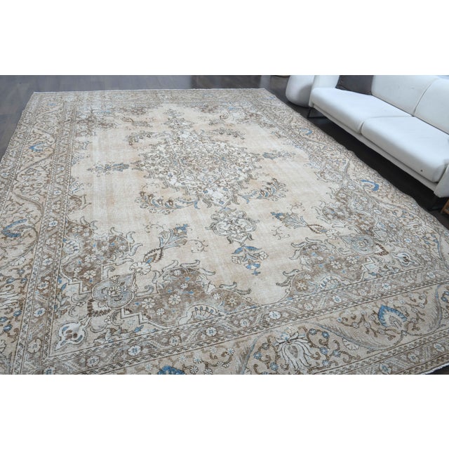 1960s 1960s Vintage Persian Handmade Wool Cotton Brown Area Rug For Sale - Image 5 of 11