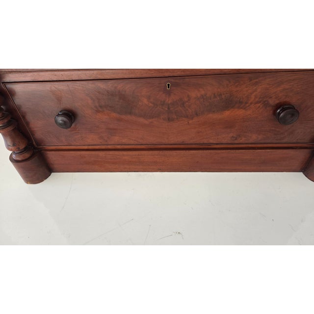 Wood Antique Victorian Mahogany Chest of Drawers (Scotch Chest) Likely From 1850-1870s With Barley Twist Columns For Sale - Image 7 of 18