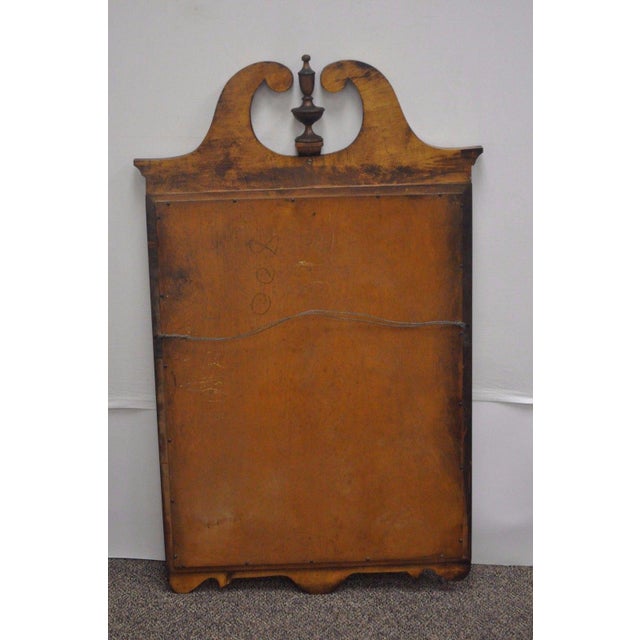 Vintage Maple Wood Federal Style Broken Arch Urn Finial Wall Mirror