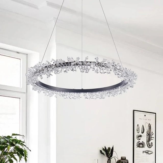 2020s Pasargad Home Claire Brushed Silver & Lucite Chandelier For Sale - Image 5 of 5