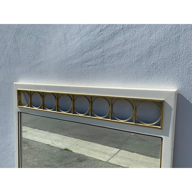 Mid 20th Century Vintage White Wall Mirror For Sale - Image 5 of 10