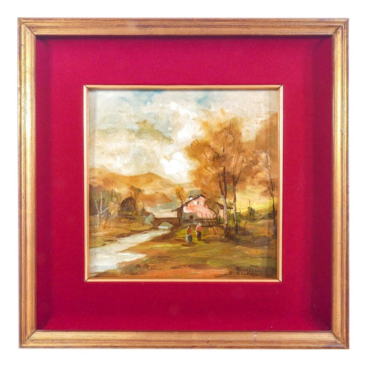 Giuseppe Gheduzzi, Landscape. Oil on Panel For Sale