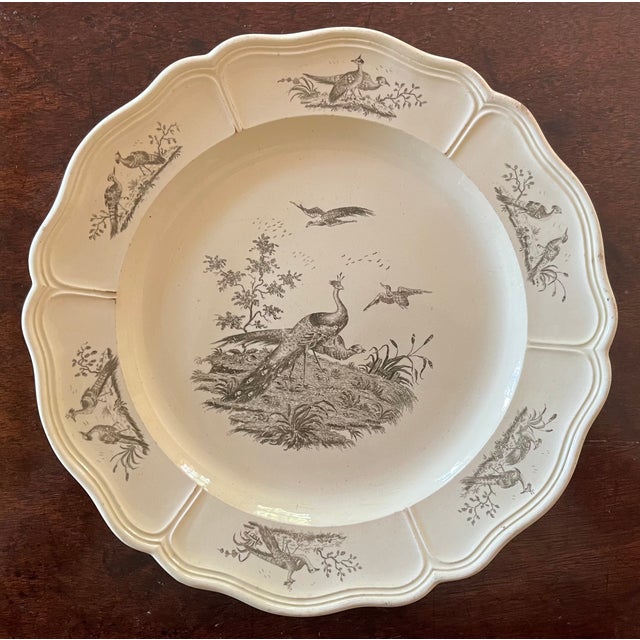 Antique 18th Century George III Leeds Exotic Birds Black Transfer Creamware Plate Circa 1770 For Sale In New York - Image 6 of 13