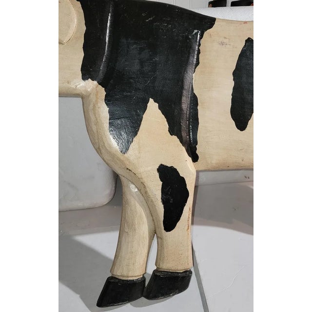 1940s 1940s Folky Hand Carved Cow Trade Sign For Sale - Image 5 of 6