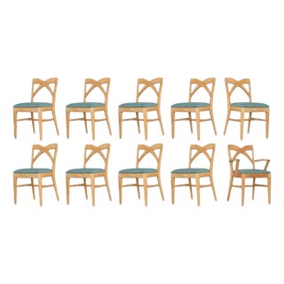 1950s Mid-Century Blond Birch Dining Chair Attributed toPaul Frankl for Brown Saltman, Set of 10 For Sale
