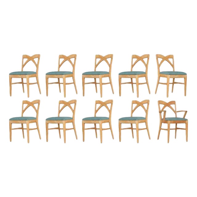 1950s Mid-Century Blond Birch Dining Chair Attributed toPaul Frankl for Brown Saltman, Set of 10 For Sale