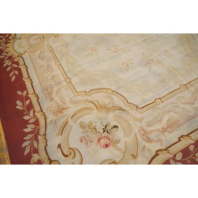 Aesthetic Floral Design in a Ivory Ground Color Antique French Aubusson Rug For Sale In New York - Image 6 of 7