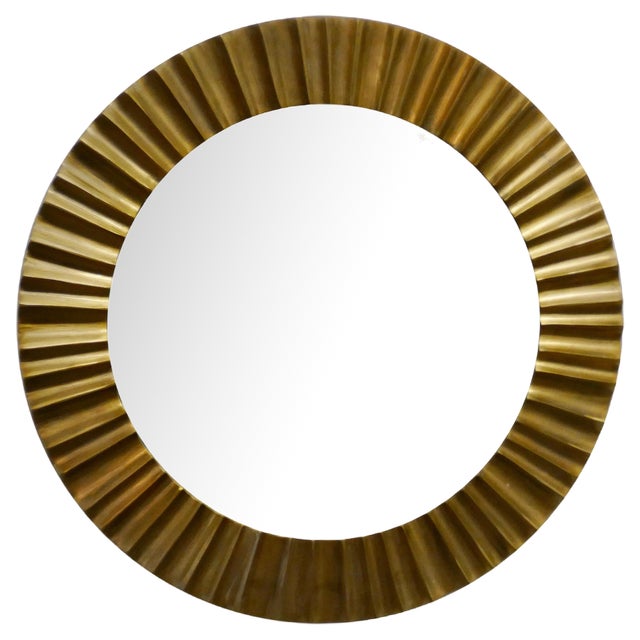 Art Deco Brass Odeon Sunburst Mirror, 1970s For Sale