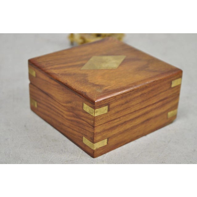 Metal Vintage English Campaign Brass Round Sundial Compass With Small Rosewood Box For Sale - Image 7 of 18