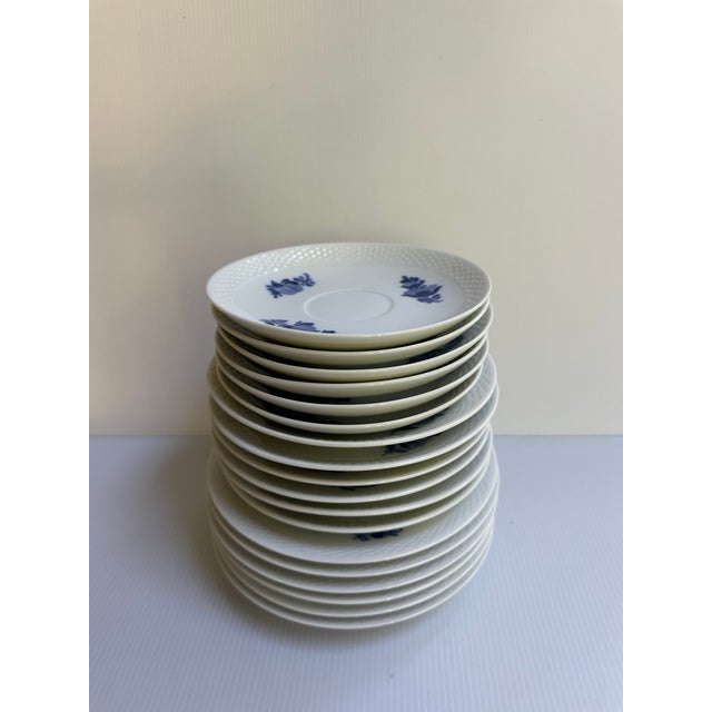 1980's Royal CopenhagenDenmark Blue Flowers Braided Edges Six(6) Salad Plates 7.5",Six(6) 7" Saucers(#8195),Six(6) Saucers 6.5"(#8269) - 18 pcs For Sale - Image 17 of 18