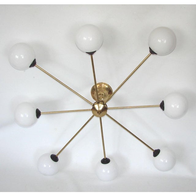 Brass, Metal and Glass Chandelier from Stilnovo, 1960s, in Very Good conditions. Designed 1960 to 1969 Up to 250V...