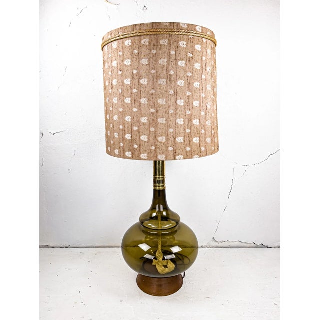 Mid 20th Century Midcentury Modern Smoked Glass Kerosene Lantern Inspired Table Lamp For Sale - Image 5 of 16