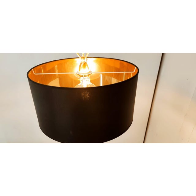 Lackfolie with Gold Interior Silk Cord Suspension Light For Sale - Image 12 of 14