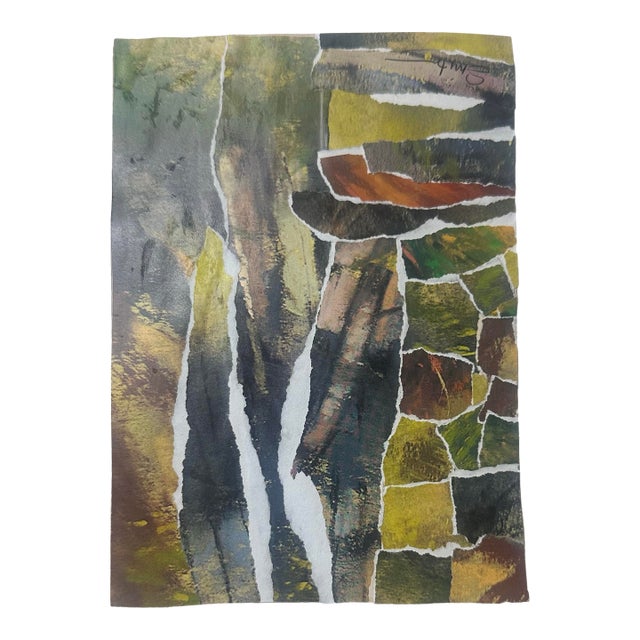 “Fragmented Forest” Signed Original Collage by Nancy Smith For Sale