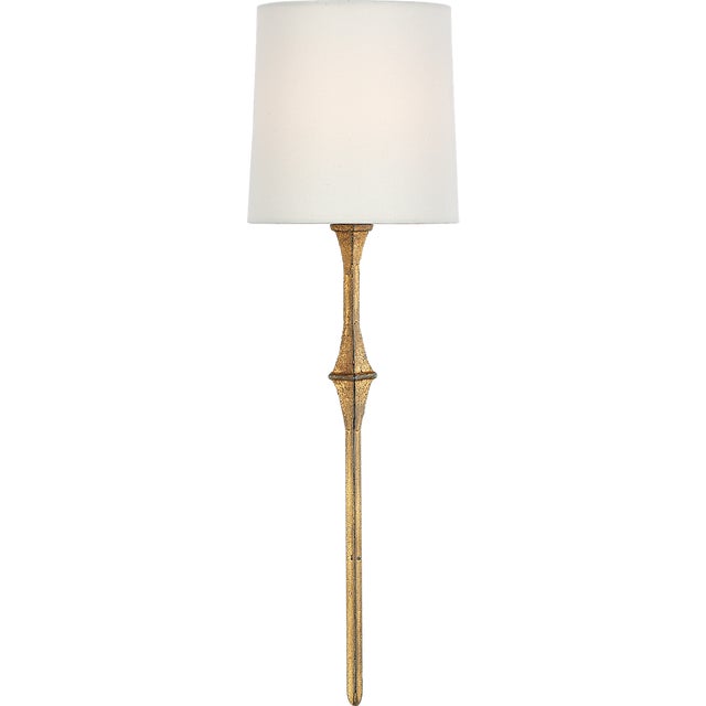 Studio VC for Visual Comfort Signature Dauphine Sconce in Gilded Iron with Linen Shade For Sale