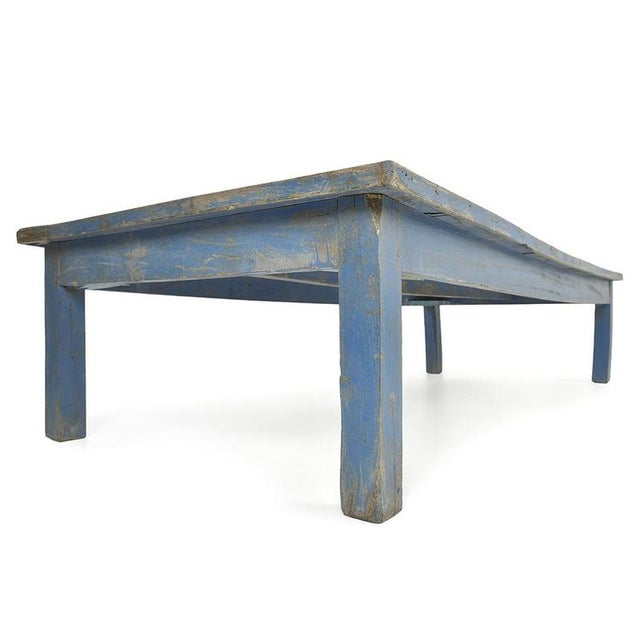 Antique Coffee Table with Blue Patina For Sale - Image 3 of 8
