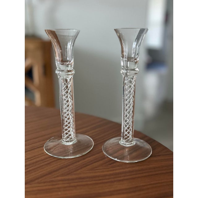 Mid-Century Modern 1960s Pair of Encased Helix Candlestick Holders-Made in Sweden For Sale - Image 3 of 11