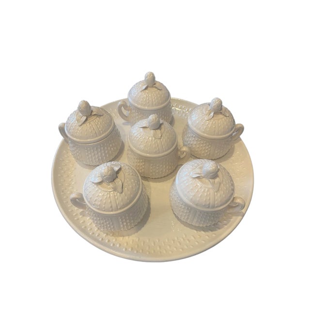 Late 20th Century Late 20th Century Mottahedeh Pots De Crème With Platter For Sale - Image 5 of 6