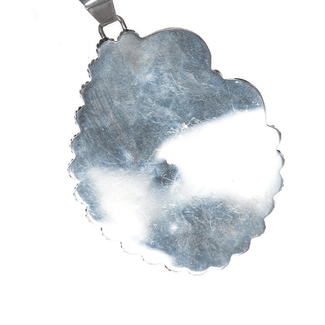 Huge Vintage Native American sterling and turquoise pendant For Sale - Image 4 of 7