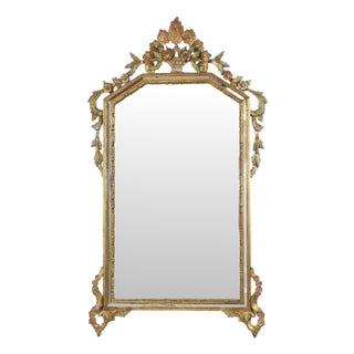 Large Italian Gilt Crested Mirror by La Barge For Sale