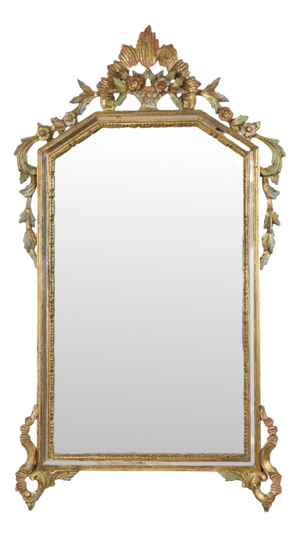 Large Italian Gilt Crested Mirror by La Barge