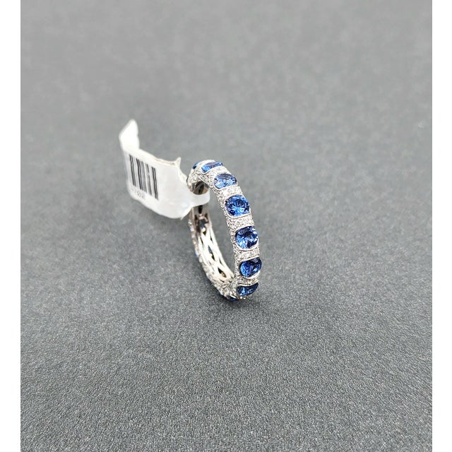 Metal 3.68 Ct Sapphire & Diamond Eternity Band Size 6.5 For Sale - Image 7 of 9