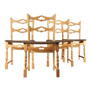 1960s Set of Four Oak Dining Chairs by Henry Kjaernulf For Sale