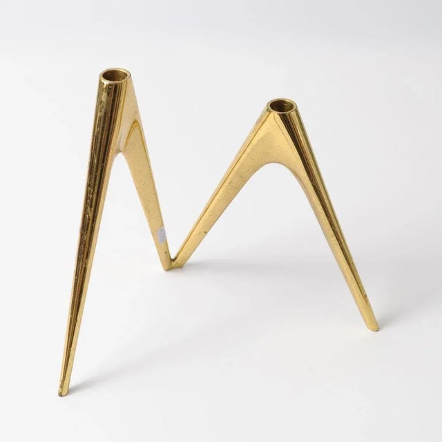 1960s Mid-Century German Brass Candleholder, 1960s For Sale - Image 5 of 11