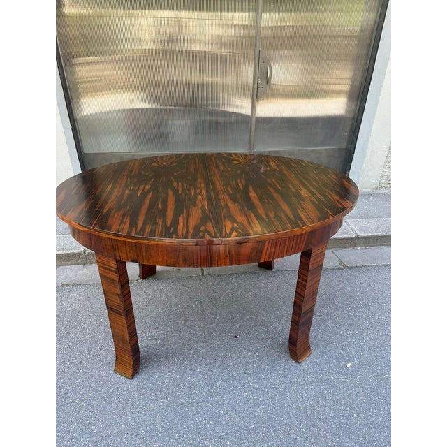 Extendable Oval Table in Zebrano Wood and Briar, 1930s For Sale - Image 3 of 13
