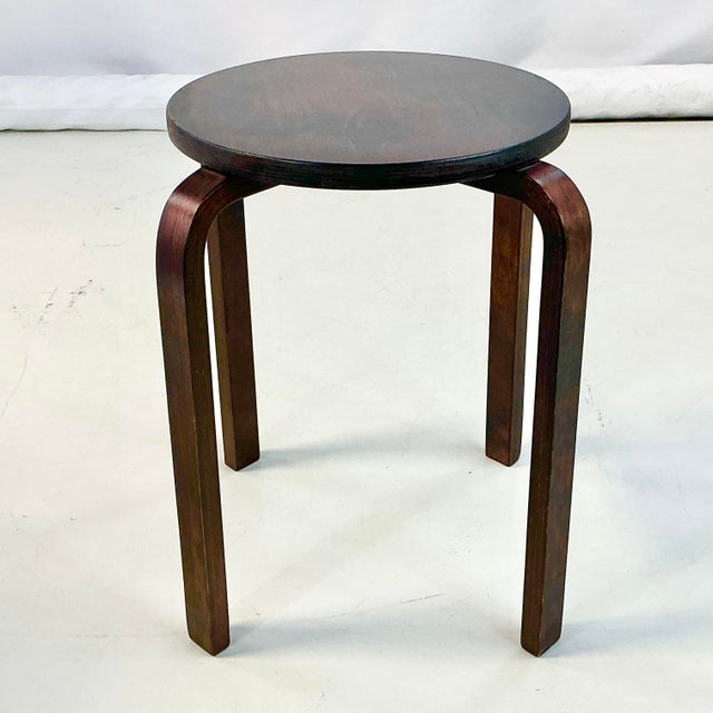 In the 1940s Denmark designer Alvar Aalto produced his tripod stool along with other Scandinavian modern style furniture...