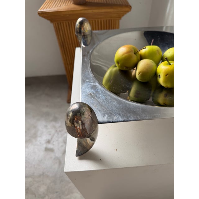 Vintage Silver-Plated Metal Fruit Bowl, 1970s For Sale - Image 3 of 18