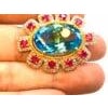Bochic "Orient" Natural African Ruby, Blue Topaz & Diamond Ring Set 18K Gold & Silver For Sale - Image 16 of 18