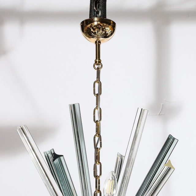 2020s Modernist Hand-Blown Murano Smoked Aquamarine Camer Glass Sputnik Chandelier For Sale - Image 5 of 12