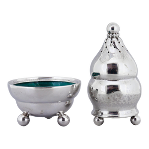 Early 20th Century Georg Jensen Sterling Silver & Enamel Pepper Shaker and Salt Cellar Pair #410