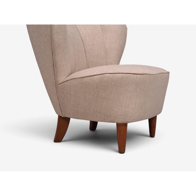 Carl-Johan Boman, Lounge Chairs, Beige Linen, Wood, Finland, 1950s For Sale - Image 10 of 11