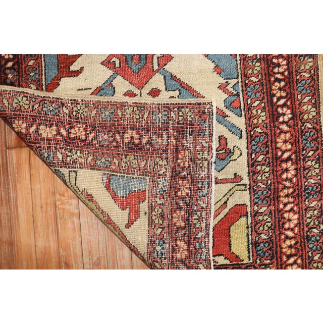 Ivory 19th Century Ivory Tribal Heriz Serapi Runner - 2'10" x 13'1" For Sale - Image 8 of 12