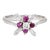 Mid 20th Century Diamond Ruby Star Ring Vintage 18 Karat White Gold Fine Cocktail size 6.25 For Sale