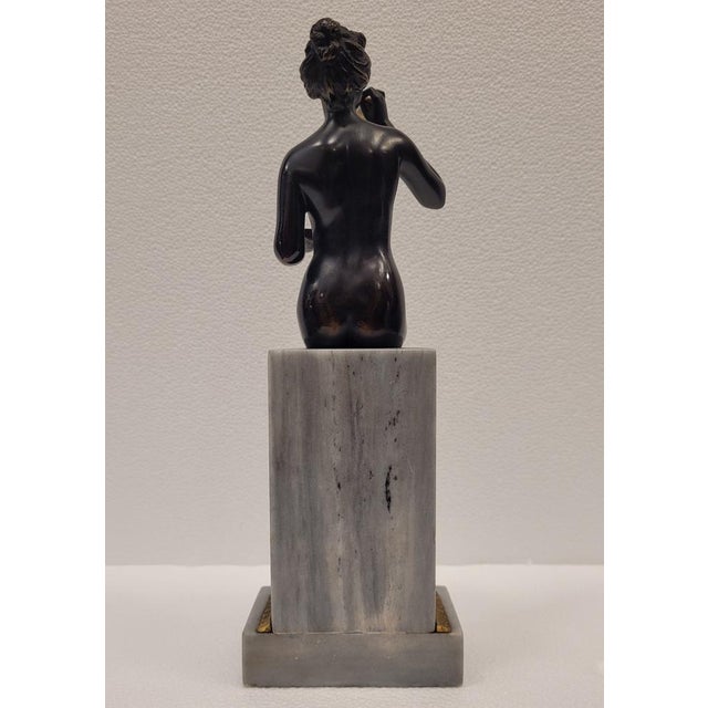 German Artist, Art Nouveau Woman Blowing Bubbles, Bronze and Marble, 1920s For Sale - Image 9 of 18