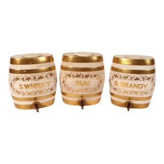 Late 19th Century Set of 3 Staffordshire Spirit Dispensers For Sale