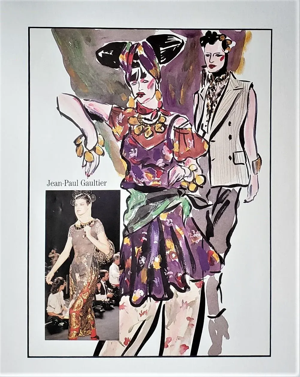 1980s Vintage Fashion Design Print, Jean-Paul Gaultier, Matted