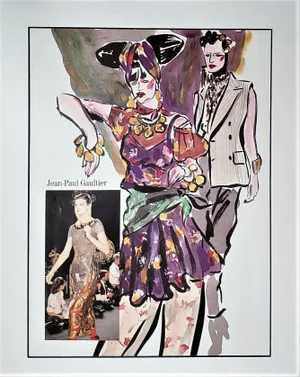 1980s Vintage Fashion Design Print, Jean-Paul Gaultier, Matted